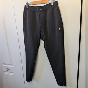 POLO RALPH LAUREN Men Sweatpants Size Small Black White Logo Relaxed Fit Pockets